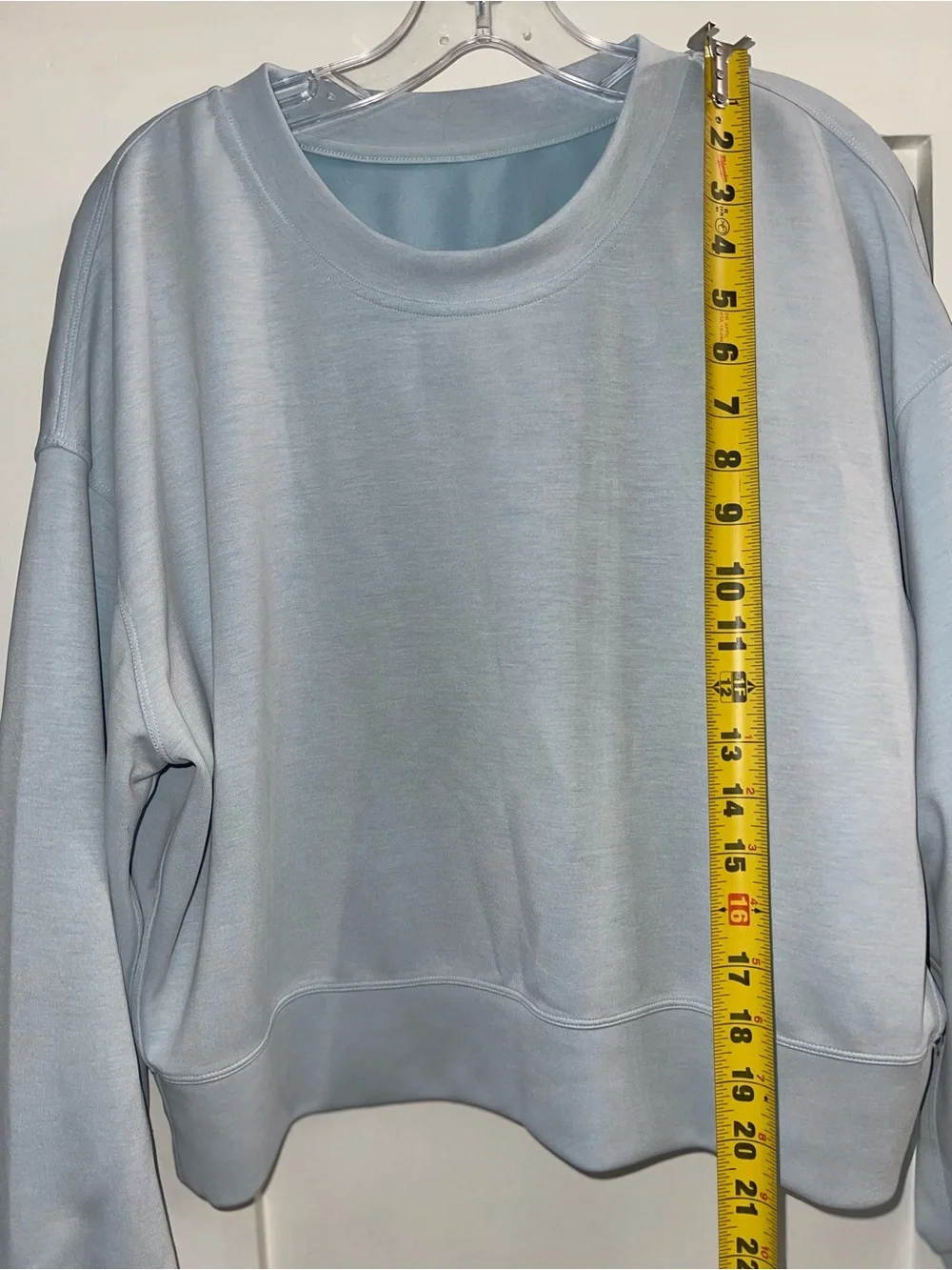 Lululemon Perfectly Oversized Cropped Crew Sweater Women 8 Blue Softstreme